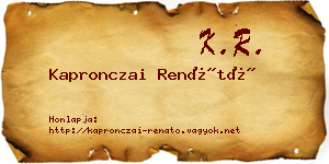 Kapronczai Renátó névjegykártya